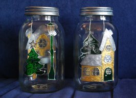 Startsetje Sfeerlicht met sterdeksel Kerstdorpje