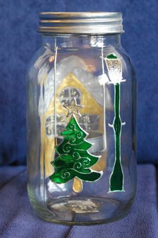 Startsetje Sfeerlicht met sterdeksel Kerstdorpje